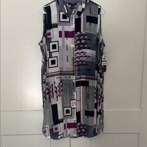 NET Alfani Geometric Sleeveless Women collar shirt dress.  PXL